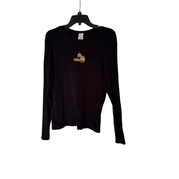 Vintage Y2K Old Navy Black Pumpkin Longsleeve Shirt Women's XL - Picture 1 of 7